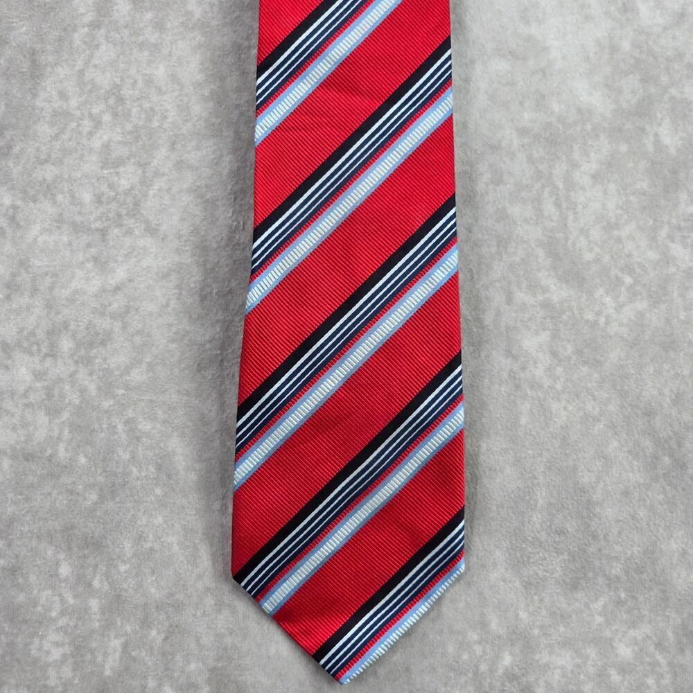 XMI Classic Red Blue Italy Stripe Repp Geometric Executive Silk Neck Tie‎ Men's